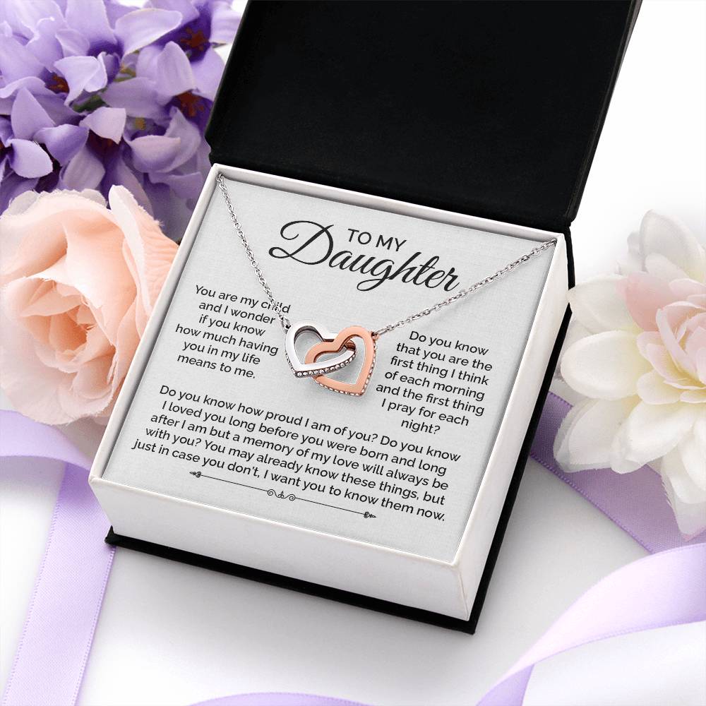 To My Daughter Interlocking Hearts Necklace Gift
