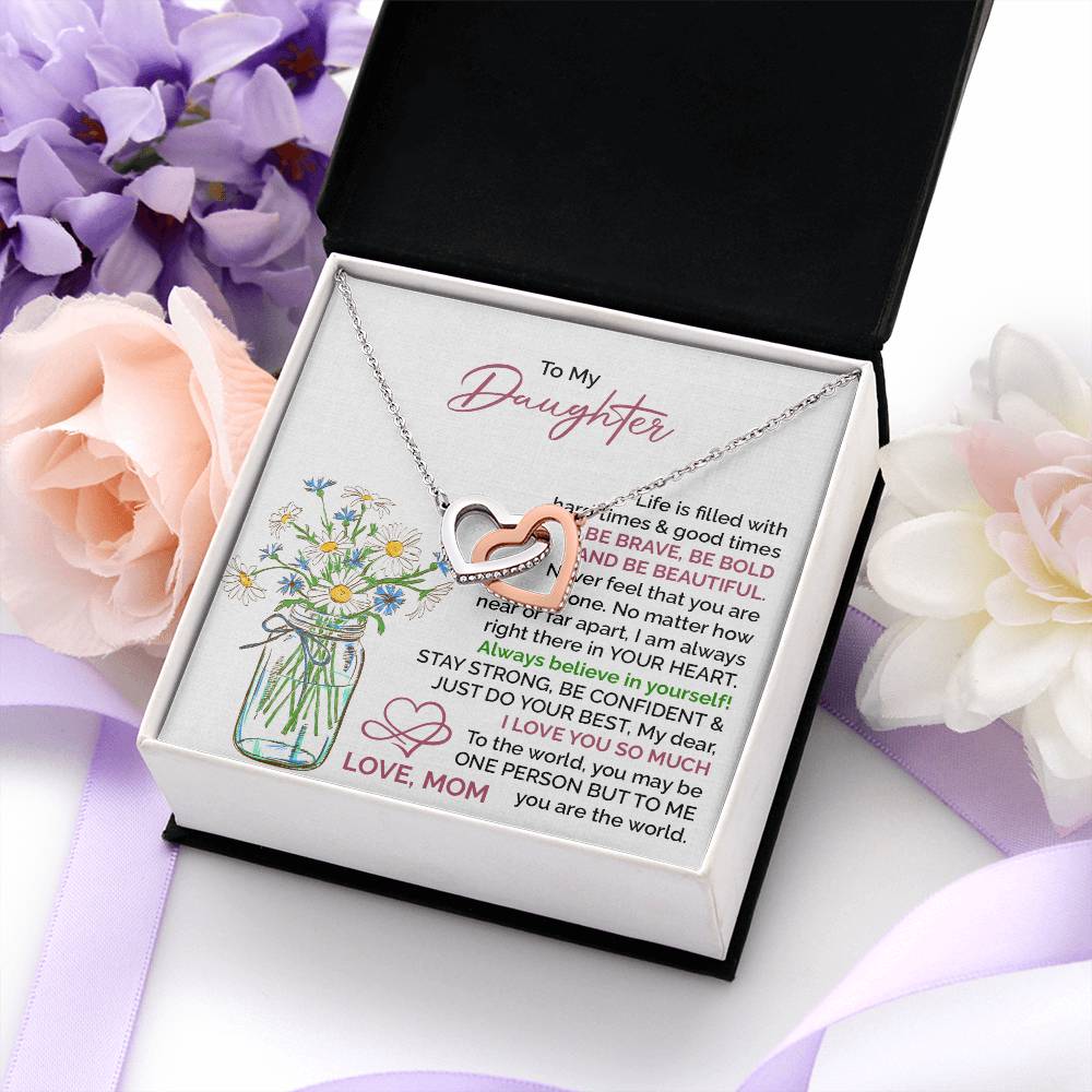 Daughter Necklace Gift with Floral Card from Mom