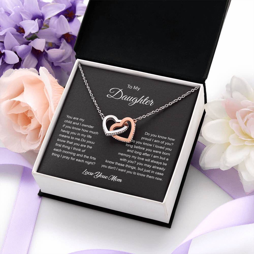 To My Daughter Necklace with Love and Prayer Card