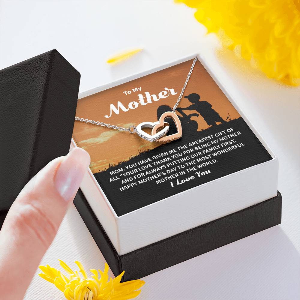 Son to Mother Necklace Gift with Family Message