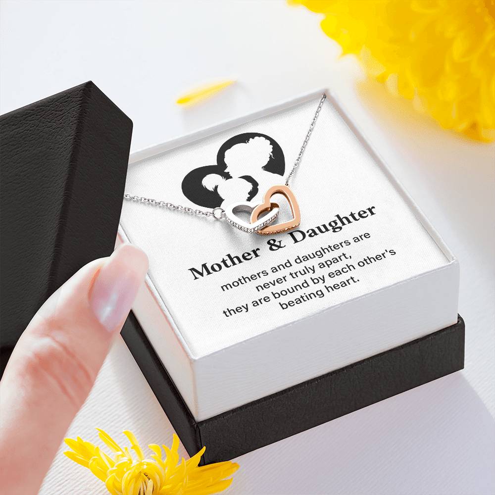 Mother Daughter Necklace Gift – Bonded by Heart Message Card