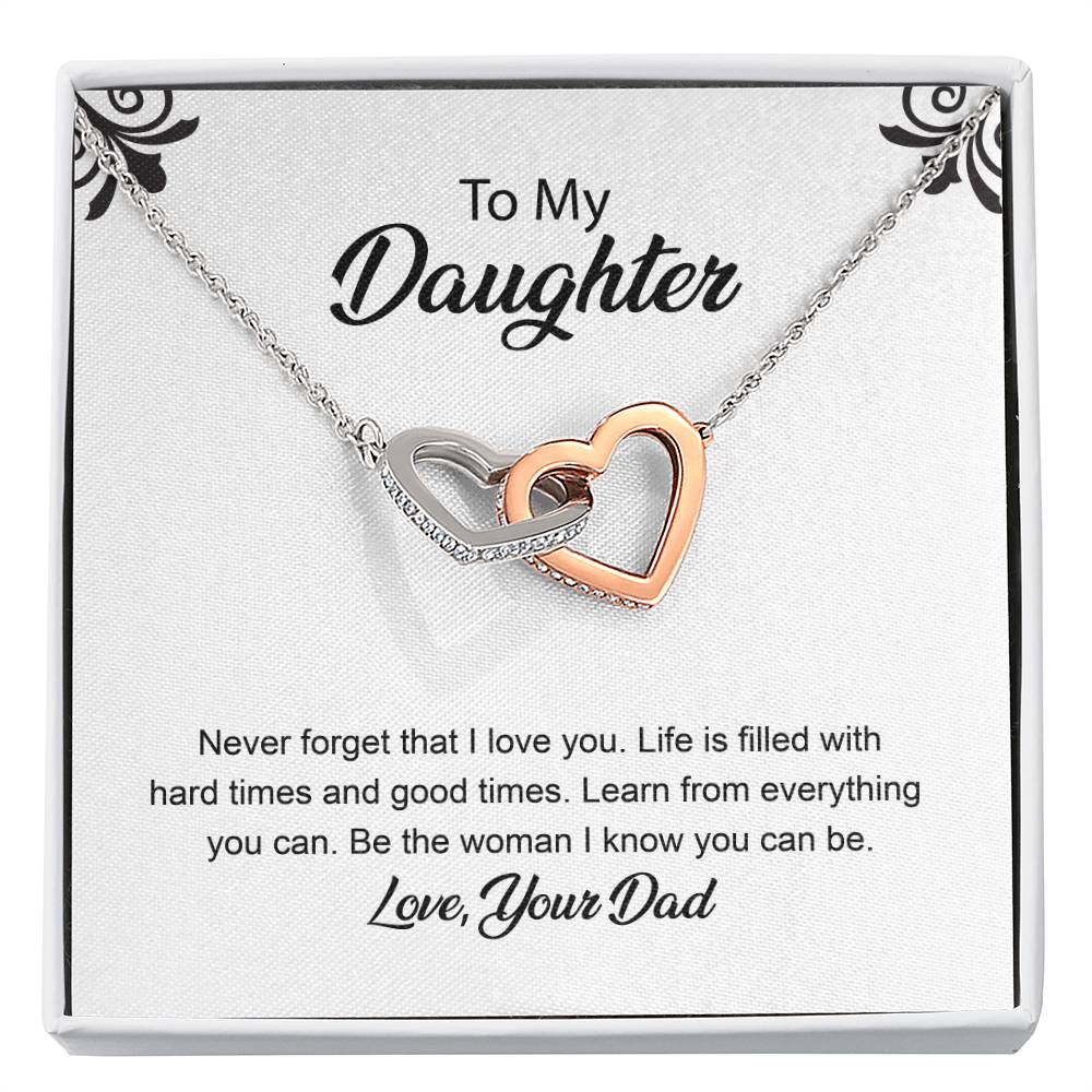 Daughter Gift from Dad with Heart Necklace & Card