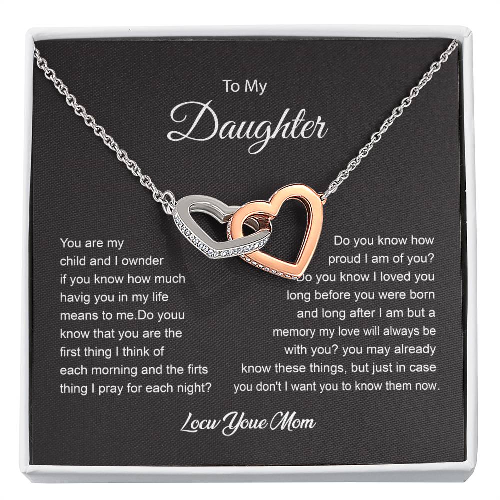 To My Daughter Necklace with Love and Prayer Card