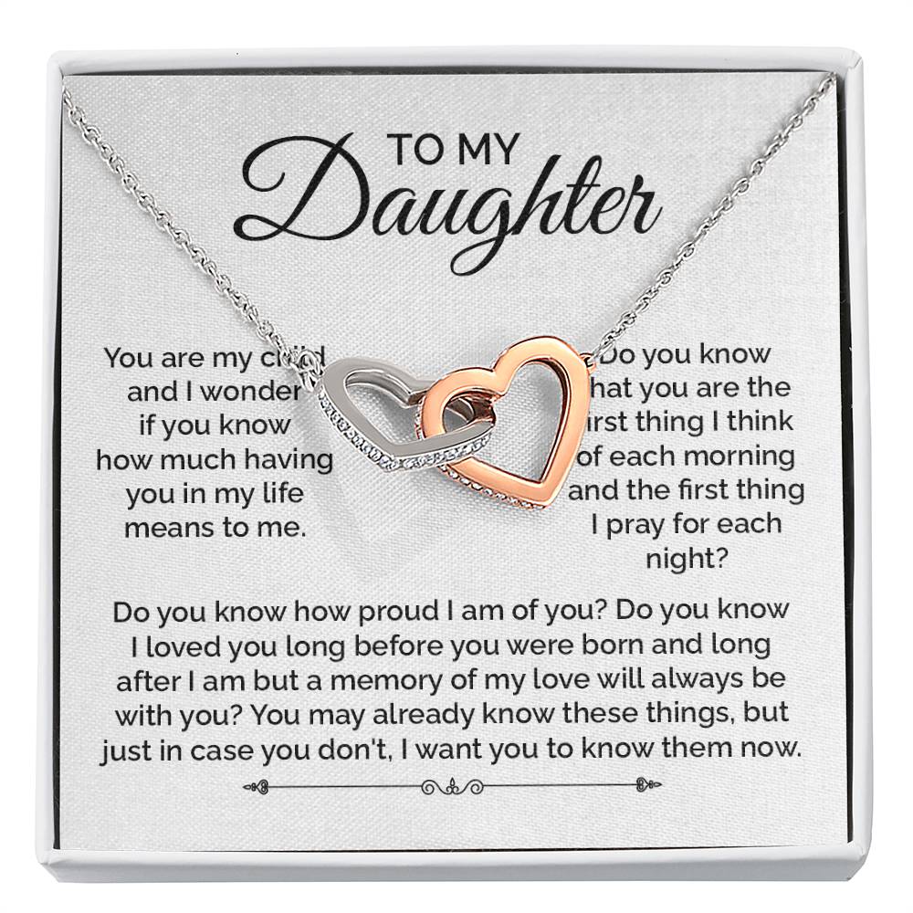 To My Daughter Interlocking Hearts Necklace Gift