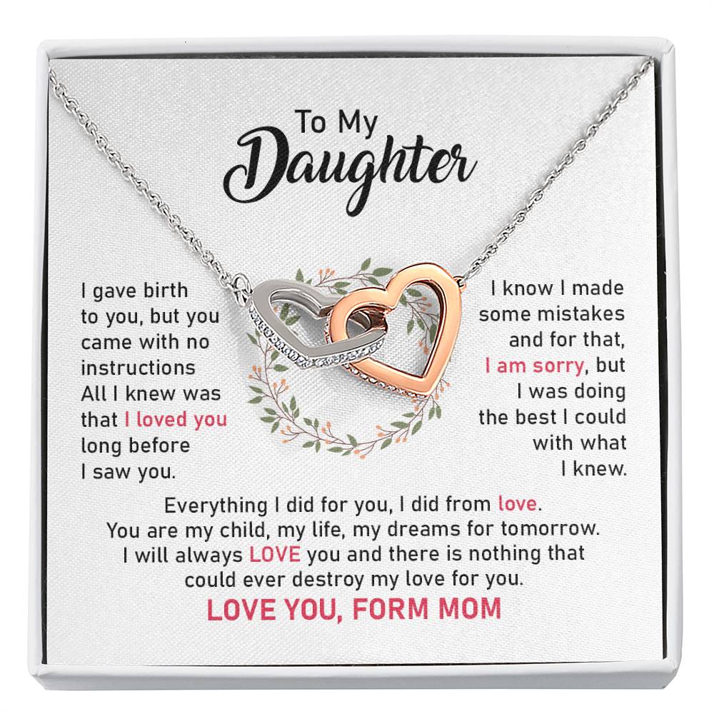 Daughter Necklace from Mom with Loving Apology Card