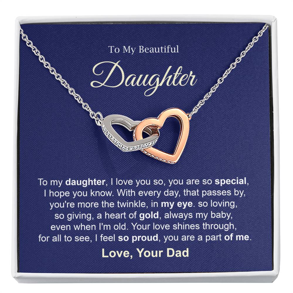 Daughter Necklace Gift from Dad with Special Message Card