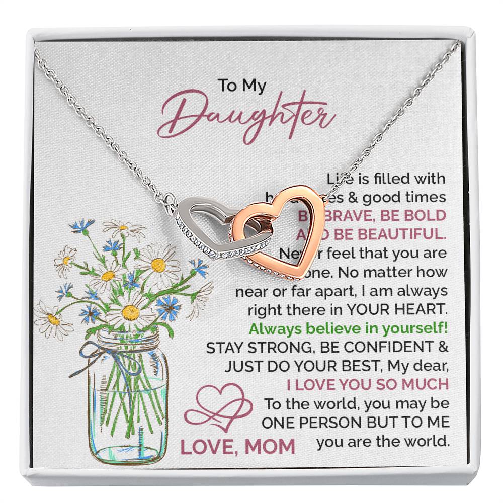 Daughter Necklace Gift with Floral Card from Mom