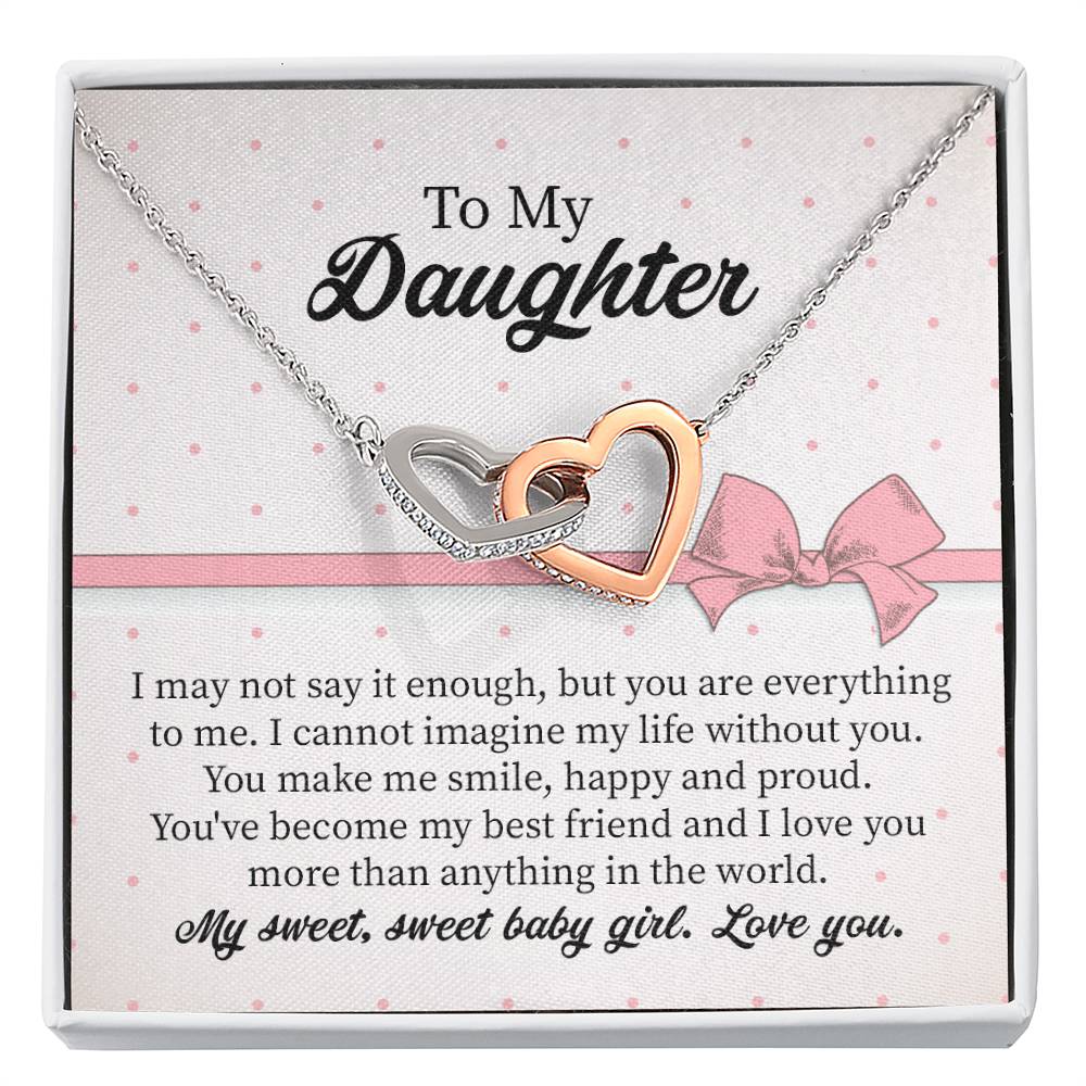 To My Daughter Interlocking Hearts Necklace Gift
