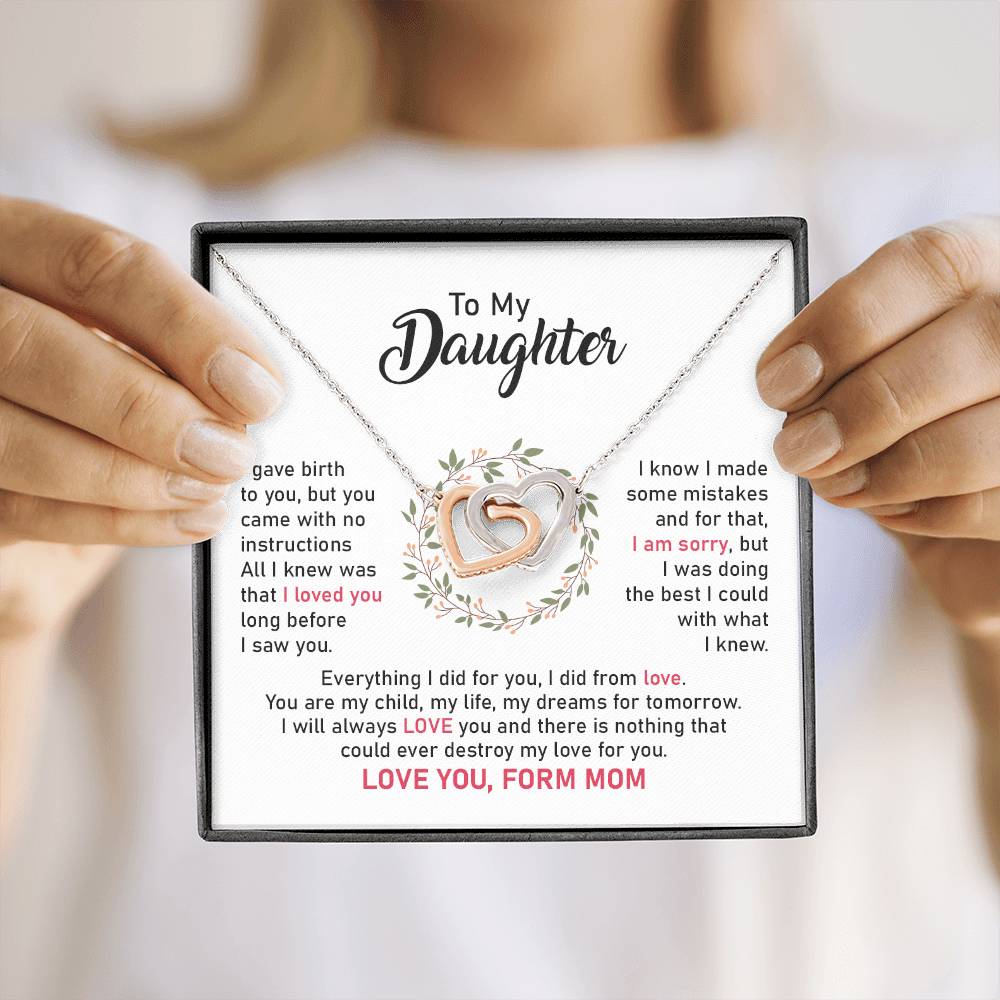 Daughter Necklace from Mom with Loving Apology Card
