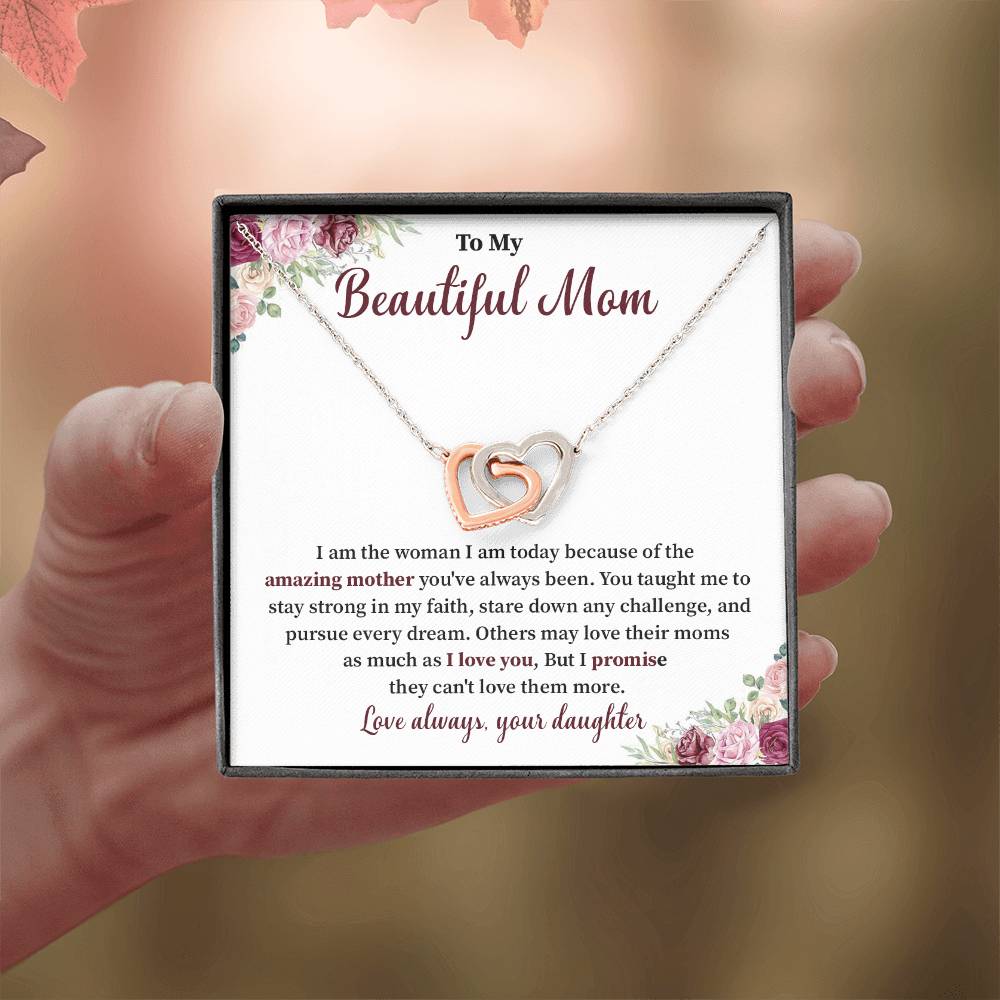 Daughter to Mom Necklace Gift with Message Card Box