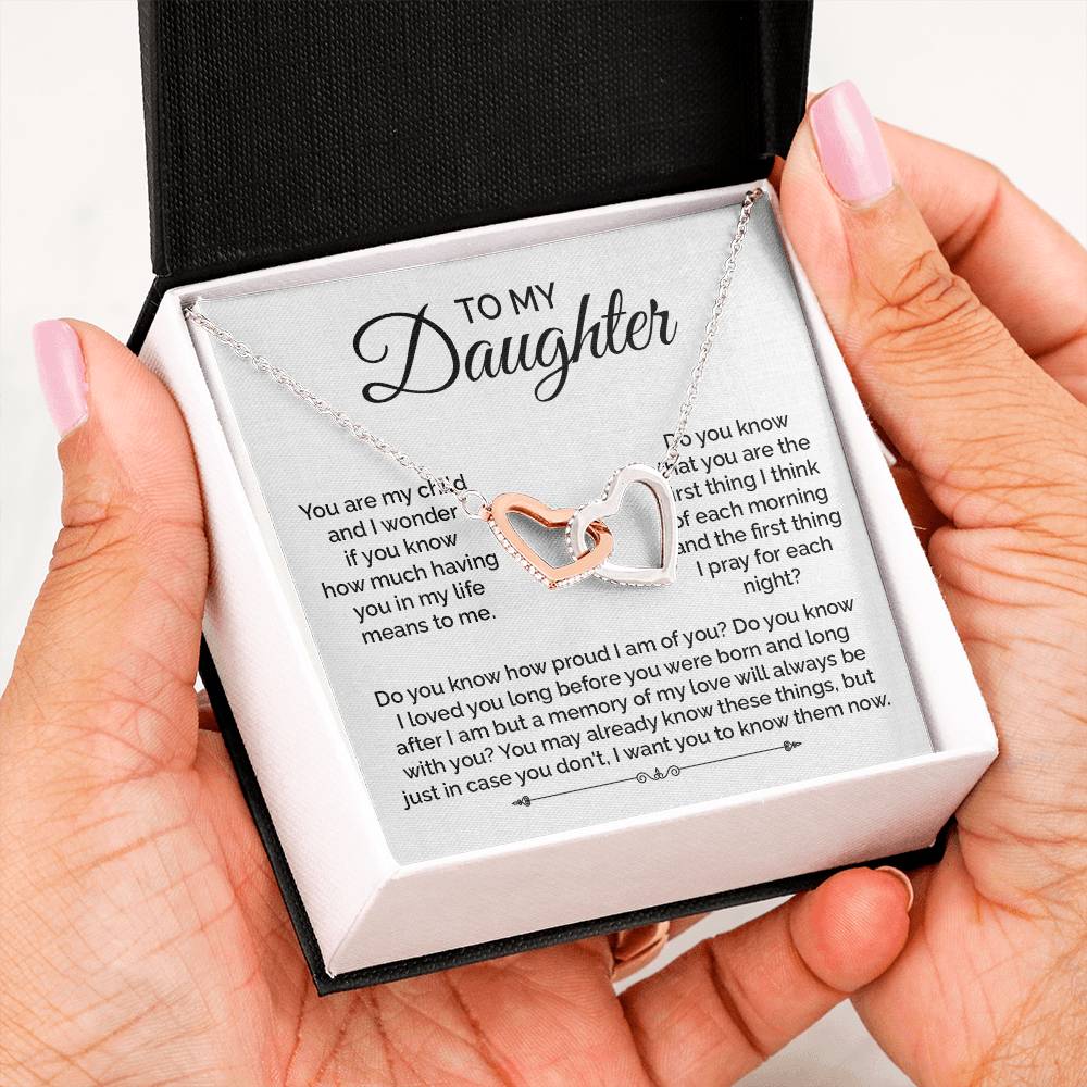 To My Daughter Interlocking Hearts Necklace Gift