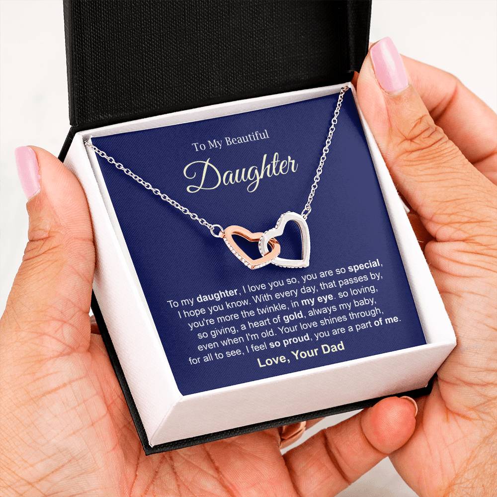 Daughter Necklace Gift from Dad with Special Message Card