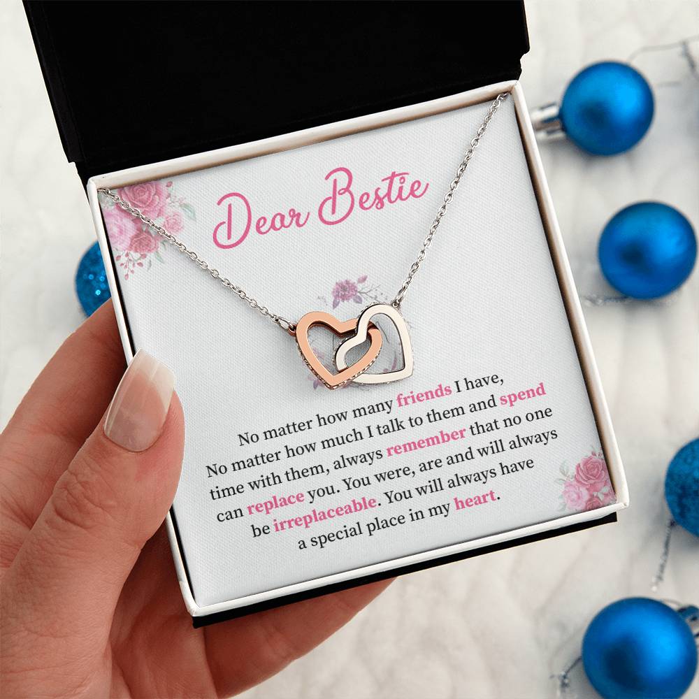 Interlocking Heart Necklace For Bestie with Gift Card