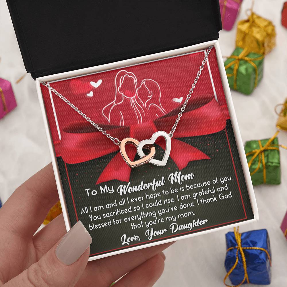To My Wonderful Mom Necklace – Daughter Gift with Heartfelt Card