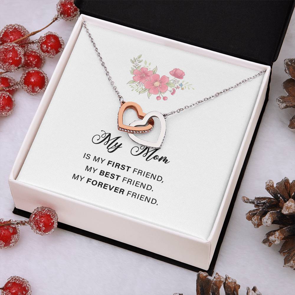 Interlocking Hearts Necklace For Mon with Sweet Message