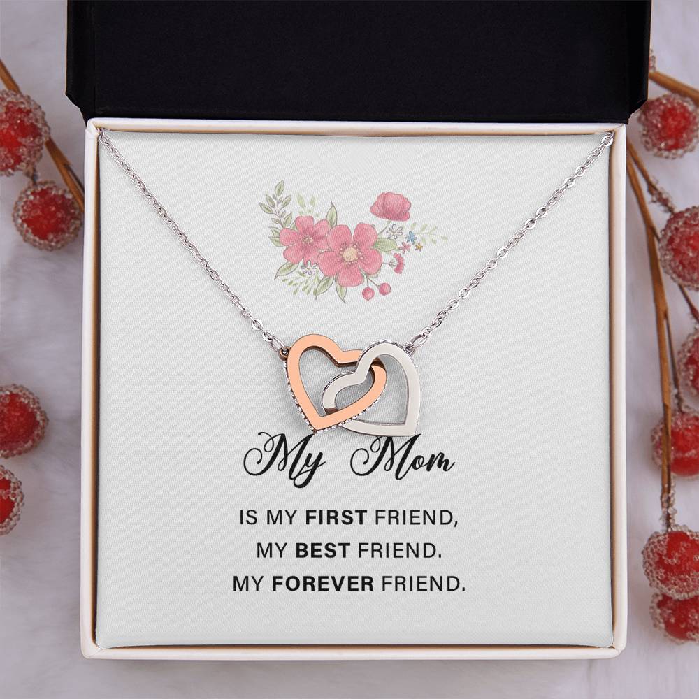 Interlocking Hearts Necklace For Mon with Sweet Message