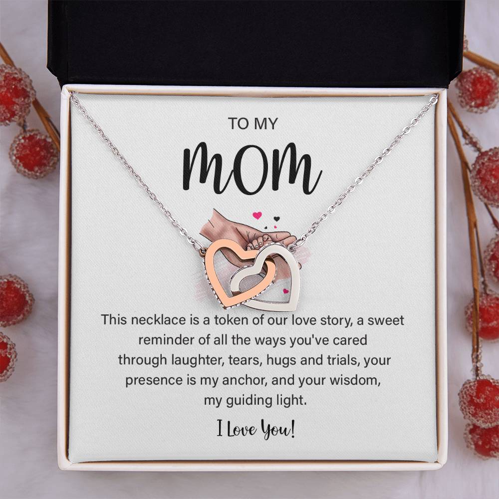 Mom Necklace with Heart Pendant and Loving Note