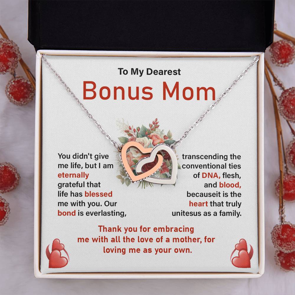 Bonus Mom Necklace Gift from Daughter with Card