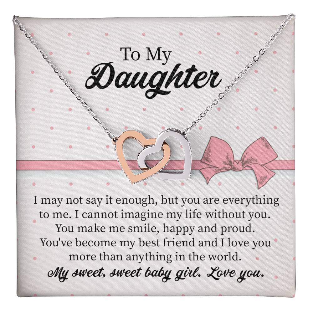 To My Daughter Interlocking Hearts Necklace Gift