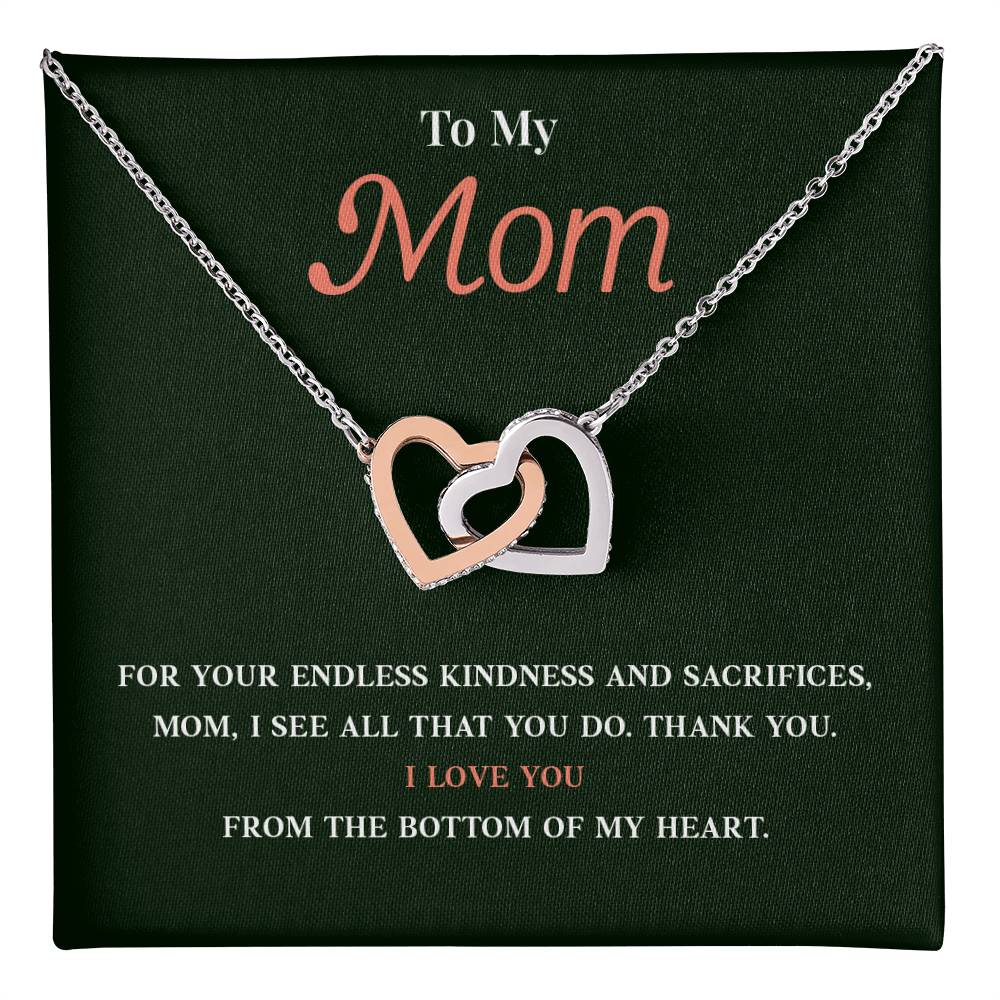 Necklace Gift for Mom With Interlocking Hearts and Card