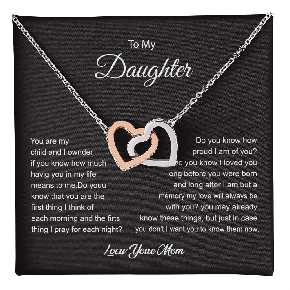 To My Daughter Necklace with Love and Prayer Card