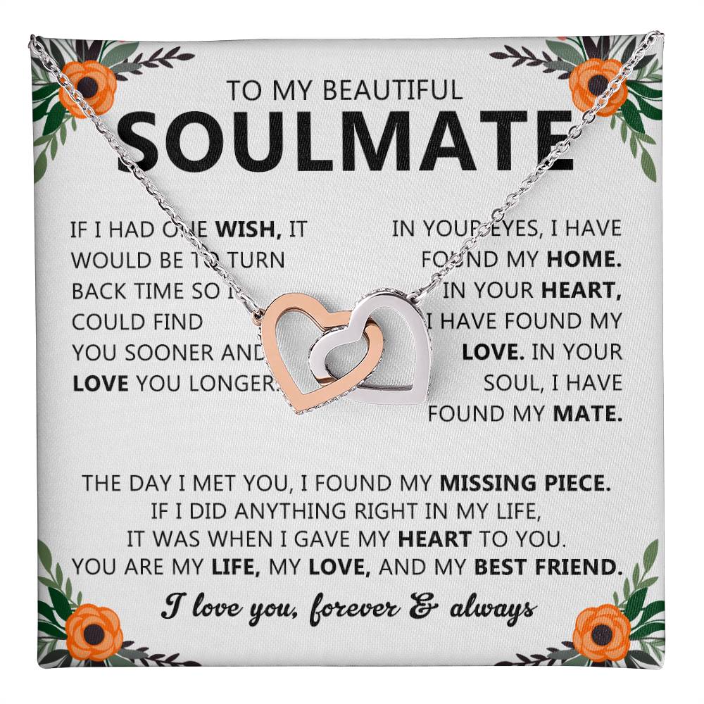 Soulmate Necklace Gift with Message Card for Partner