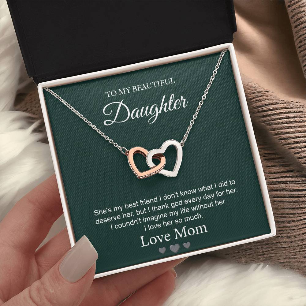 Daughter Necklace Gift from Mom with Love Note