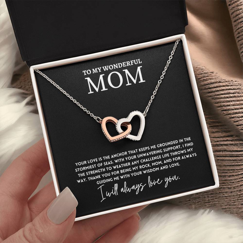 Interlocking Hearts Mom Necklace Gift from Daughter