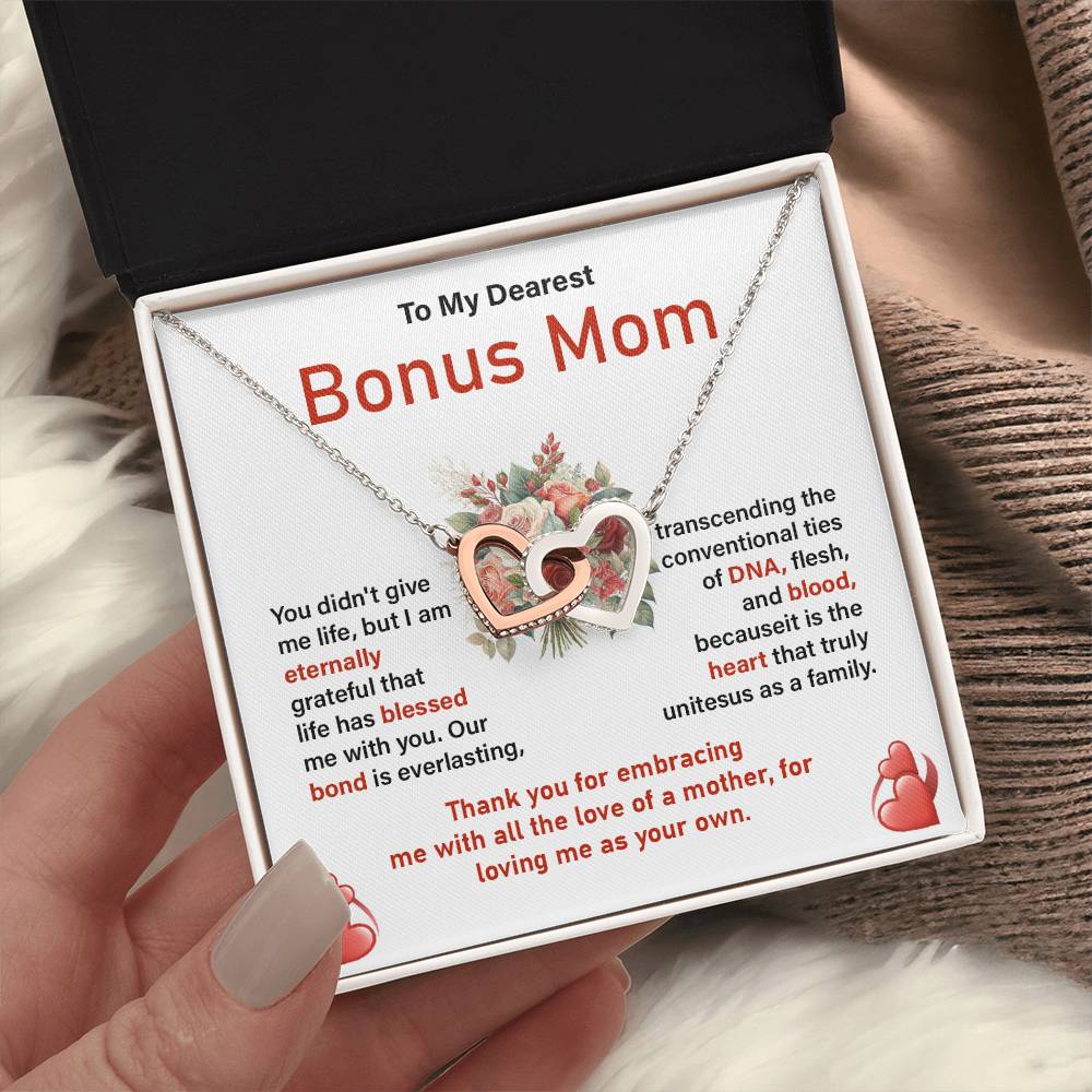 Bonus Mom Necklace Gift from Daughter with Card