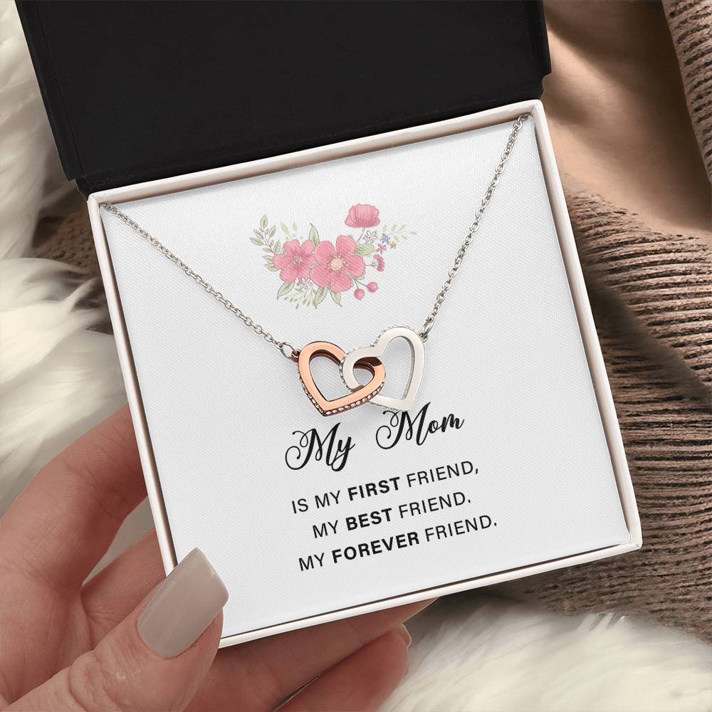 Interlocking Hearts Necklace For Mon with Sweet Message