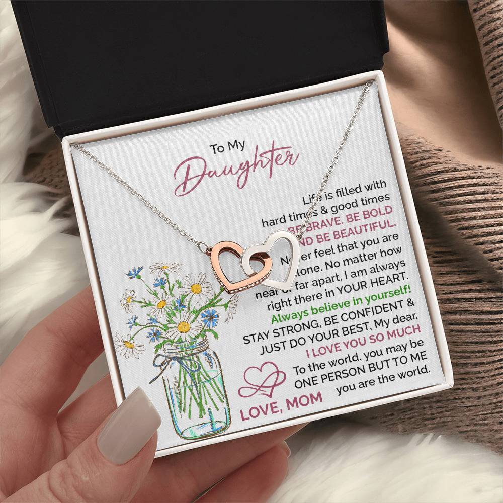 Daughter Necklace Gift with Floral Card from Mom