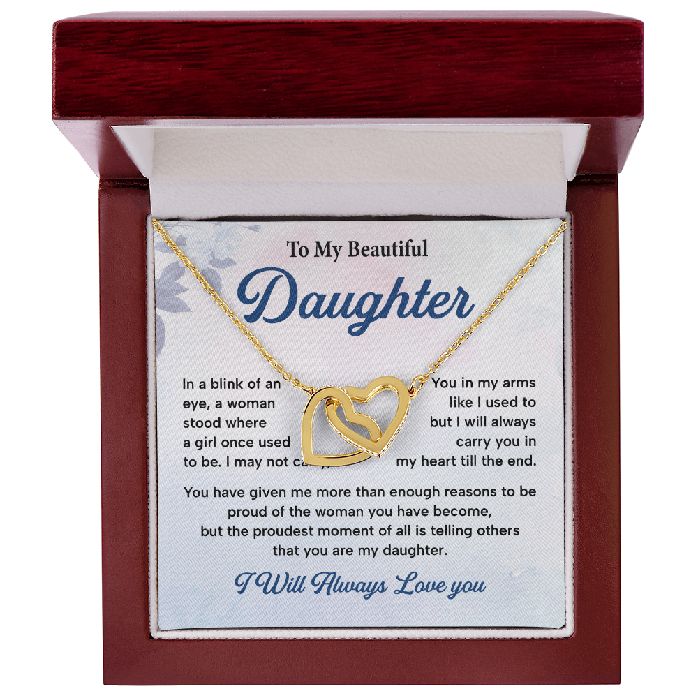 Daughter Gift from Mom or Dad Heart Necklace Card