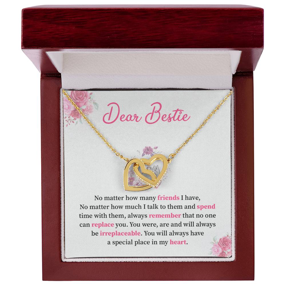 Interlocking Heart Necklace For Bestie with Gift Card