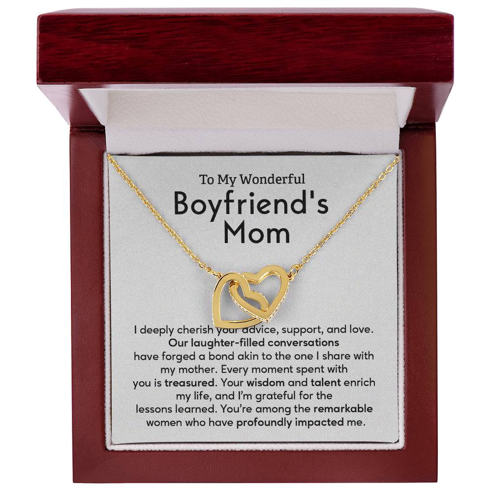 To My Wonderful Boyfriend's Mom Boyfriend’s Mom Appreciation Gift Necklace For Mom’s Wisdom And Talent Special Bond With Boyfriend’s Mom Necklace Meaningful Gift For Boyfriend’s Mom Necklace For Family Bond Unique Family Bond Necklace
