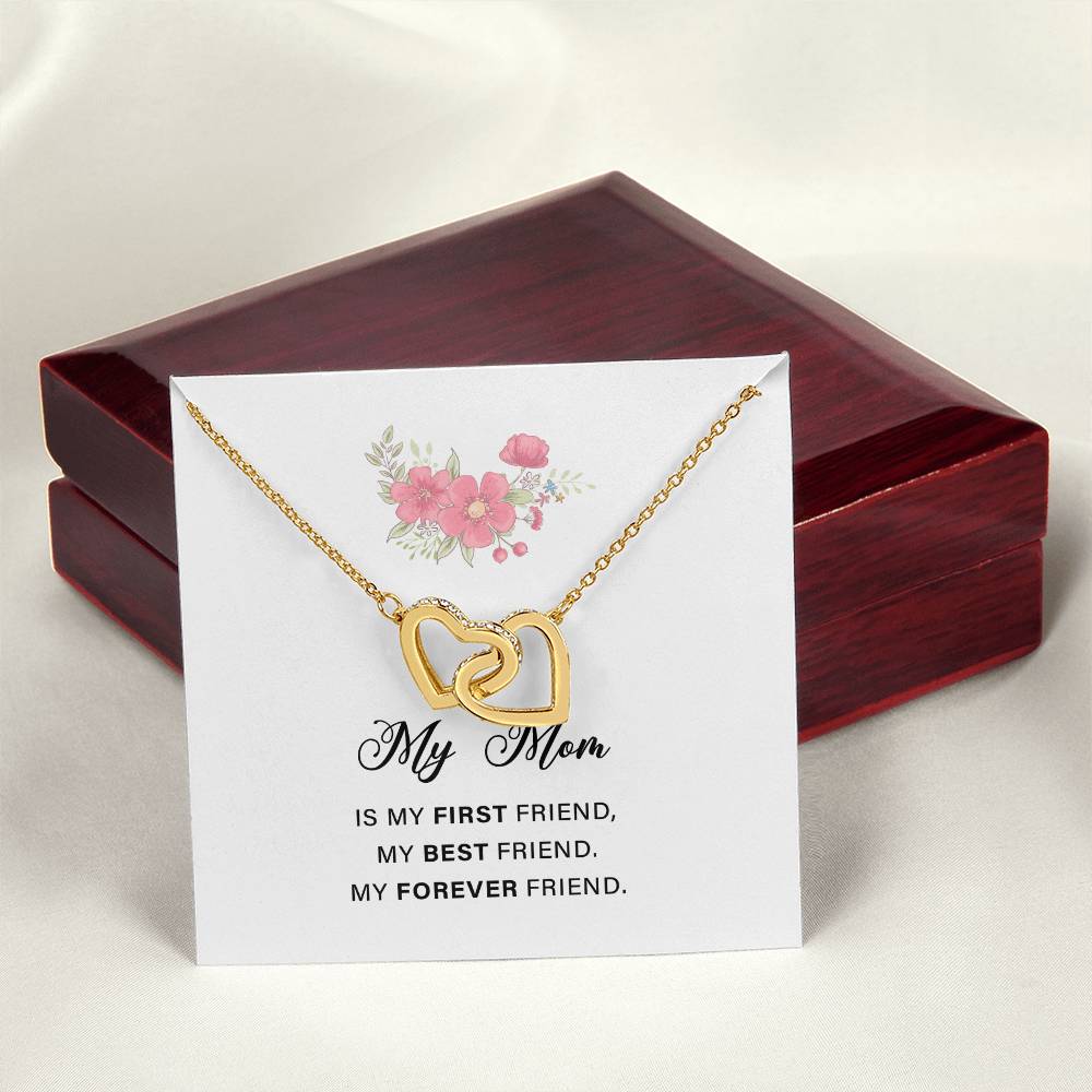Interlocking Hearts Necklace For Mon with Sweet Message