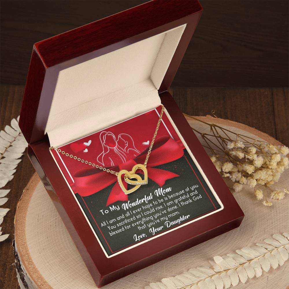 To My Wonderful Mom Necklace – Daughter Gift with Heartfelt Card