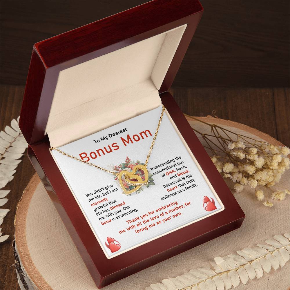 Bonus Mom Necklace Gift from Daughter with Card