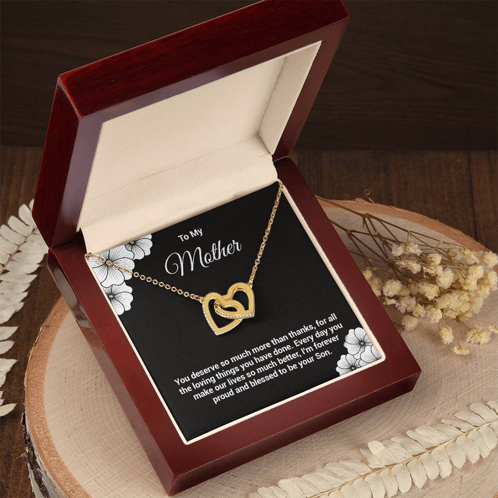 Mother Necklace Gift from Son with Message Card