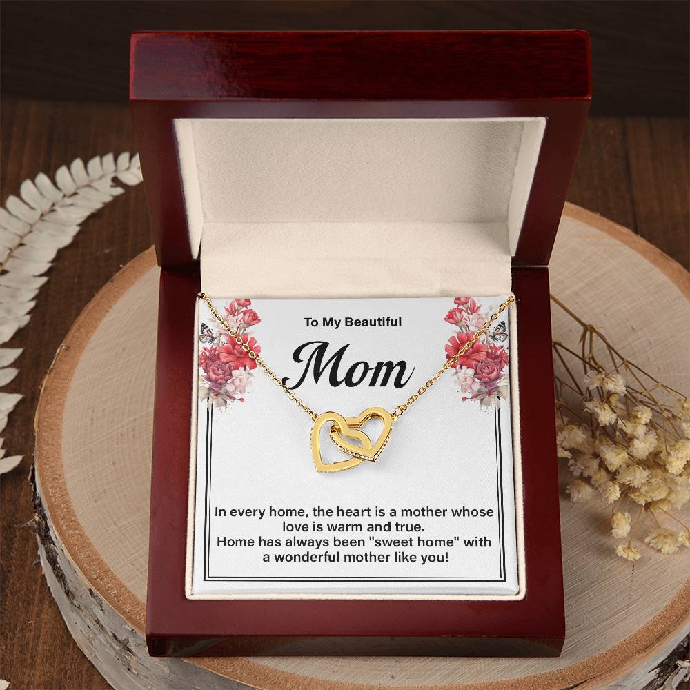 Mom Necklace Gift for Sweet Home Message Card