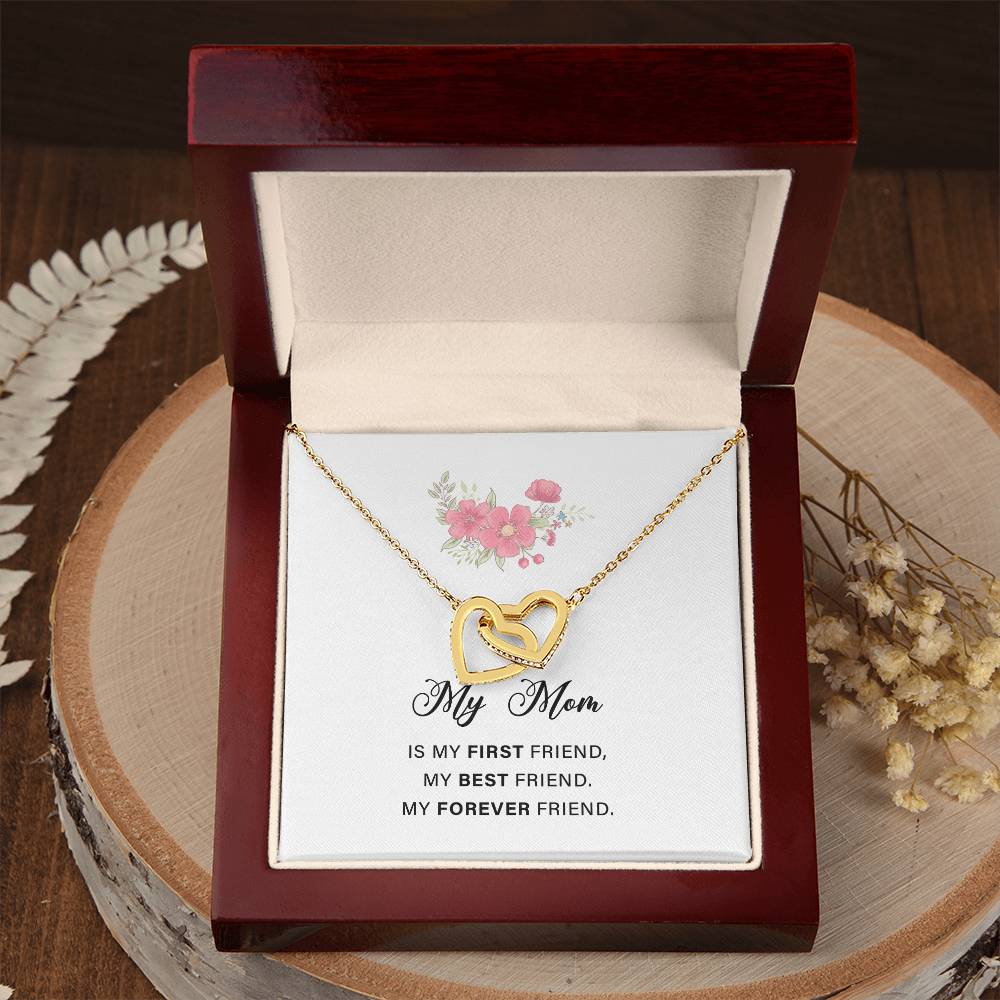 Interlocking Hearts Necklace For Mon with Sweet Message