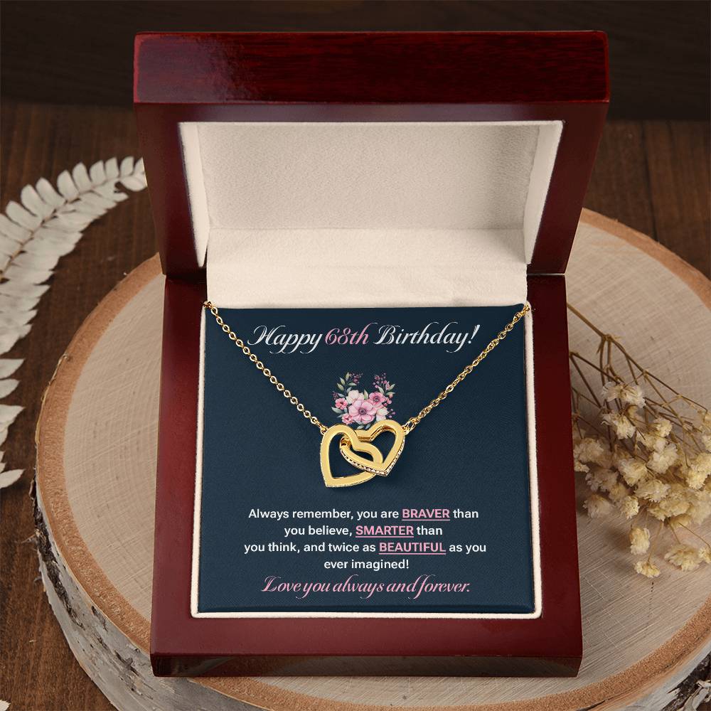 68th Birthday Gift for Women – Interlocking Hearts Necklace Box