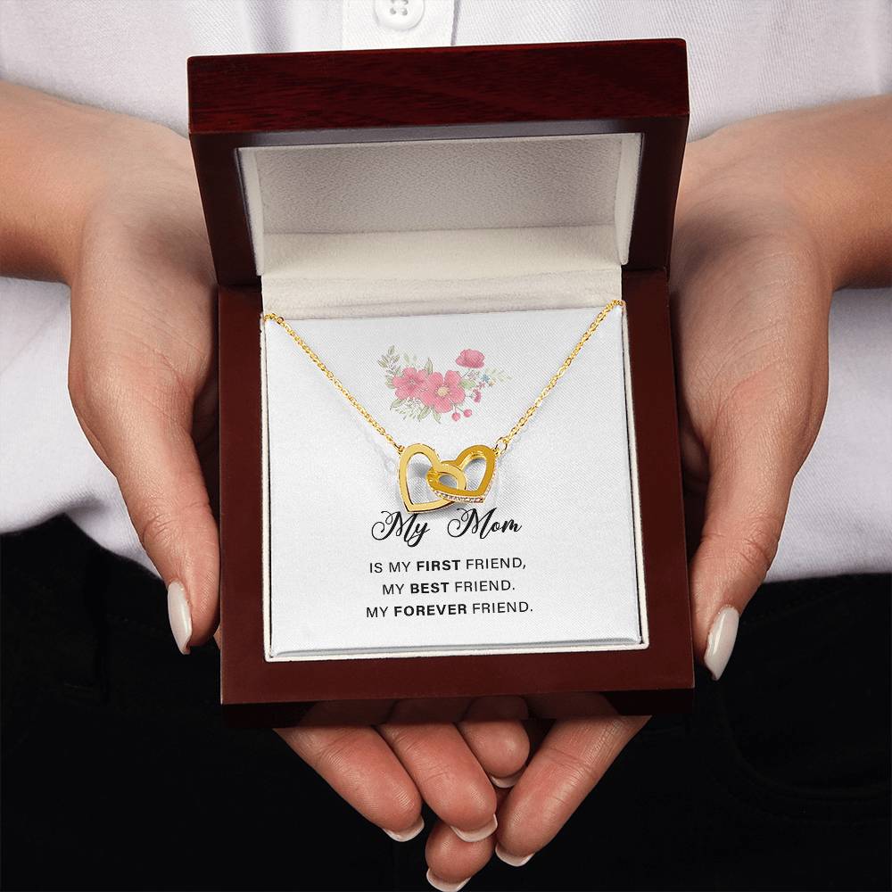 Interlocking Hearts Necklace For Mon with Sweet Message