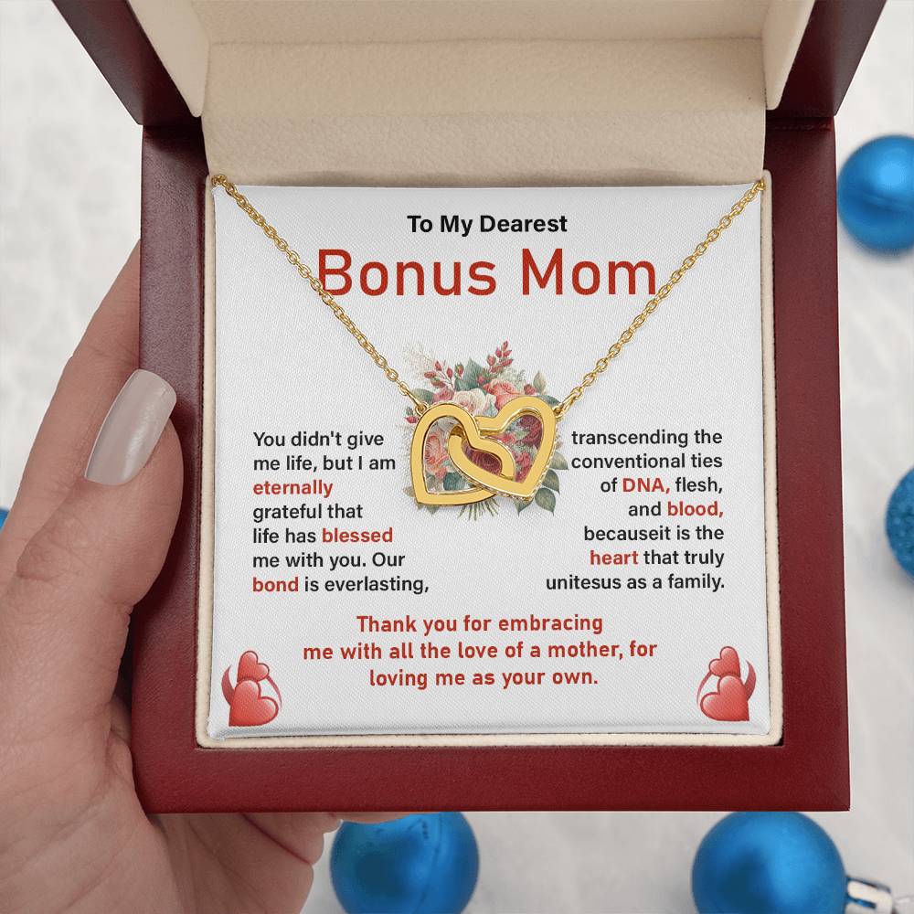Bonus Mom Necklace Gift from Daughter with Card