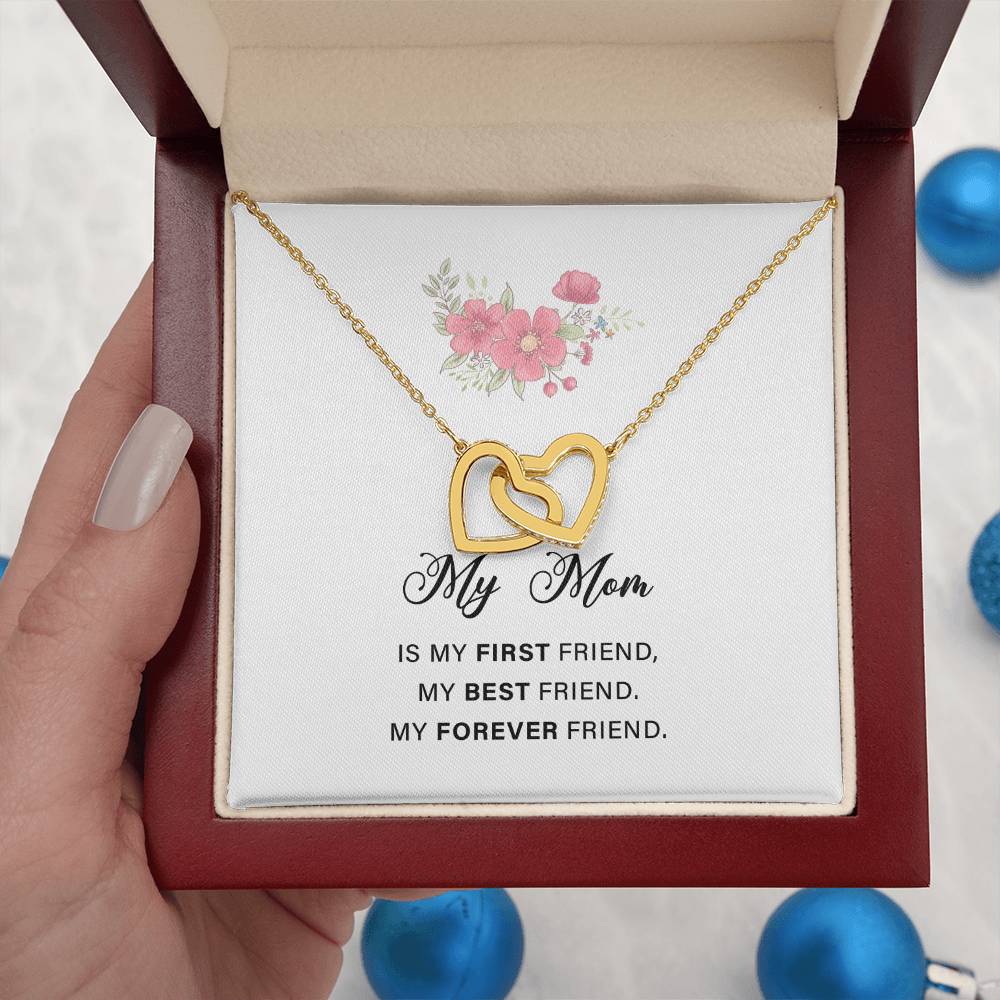 Interlocking Hearts Necklace For Mon with Sweet Message