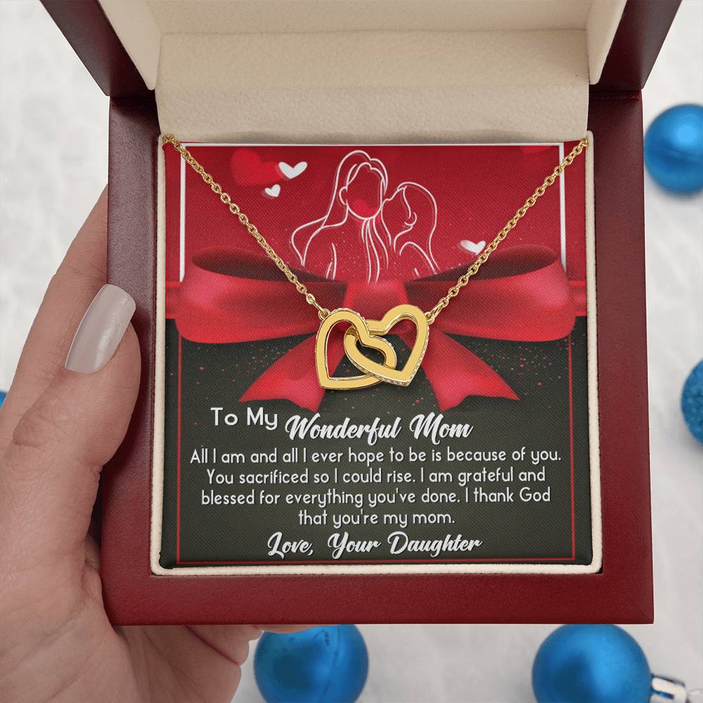 To My Wonderful Mom Necklace – Daughter Gift with Heartfelt Card