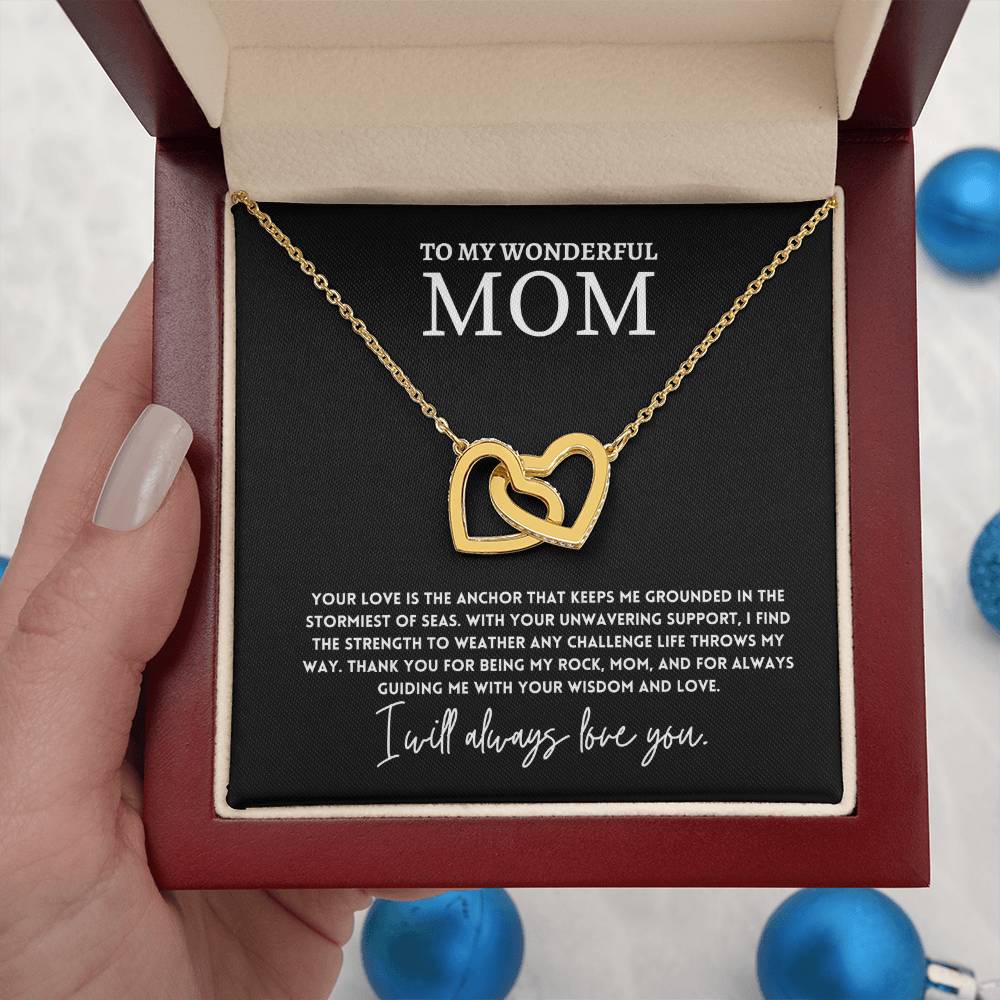 Interlocking Hearts Mom Necklace Gift from Daughter