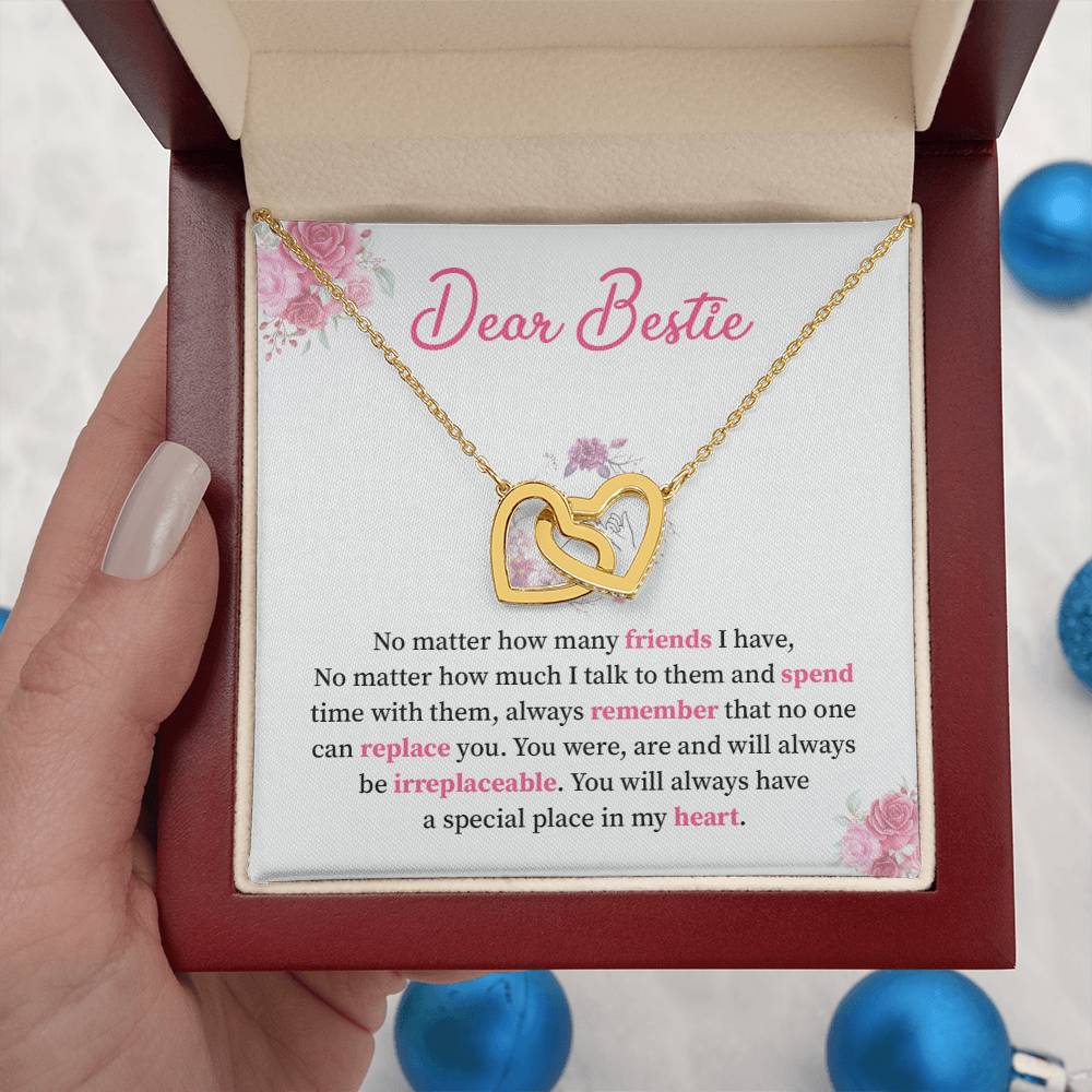 Interlocking Heart Necklace For Bestie with Gift Card