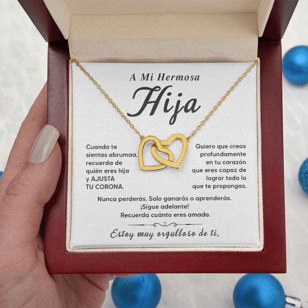 Collar Para Hija con Doble Corazón y Mensaje de Motivación