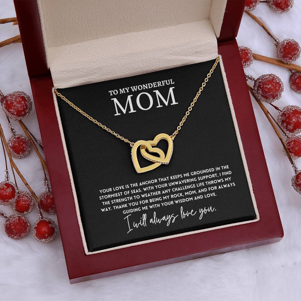 Interlocking Hearts Mom Necklace Gift from Daughter