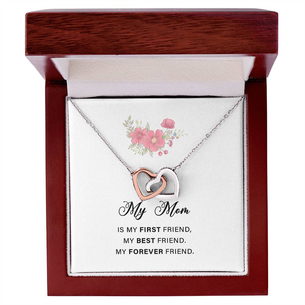 Interlocking Hearts Necklace For Mon with Sweet Message